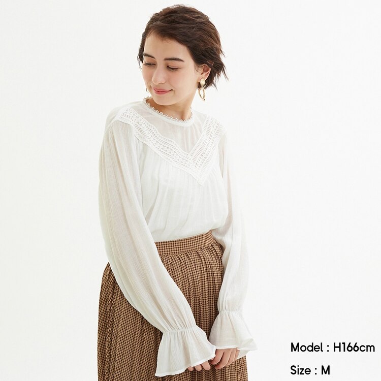 レースコンビネーションブラウス 長袖 Am Gu ジーユー 公式通販オンラインストア