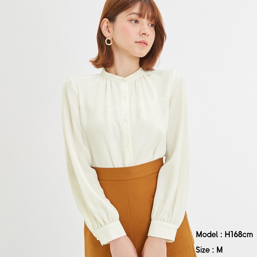 Gu公式 パールボタンブラウス 長袖 Z E ファッション通販サイト