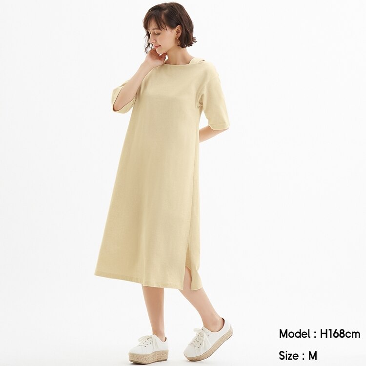 アシンメトリーネックワンピース 5分袖 Q Gu ジーユー 公式通販オンラインストア