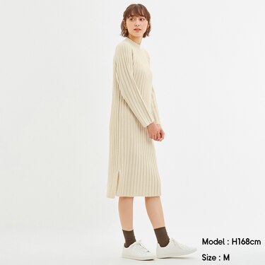 Gu公式 ワイドリブニットワンピース 長袖 Jn X ファッション通販サイト