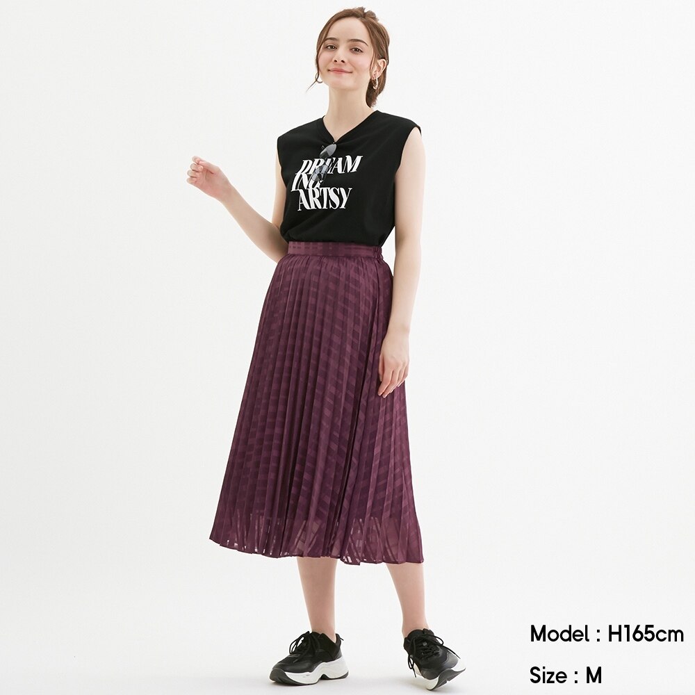 Guのプリーツミディスカート チェック Z Stylehint