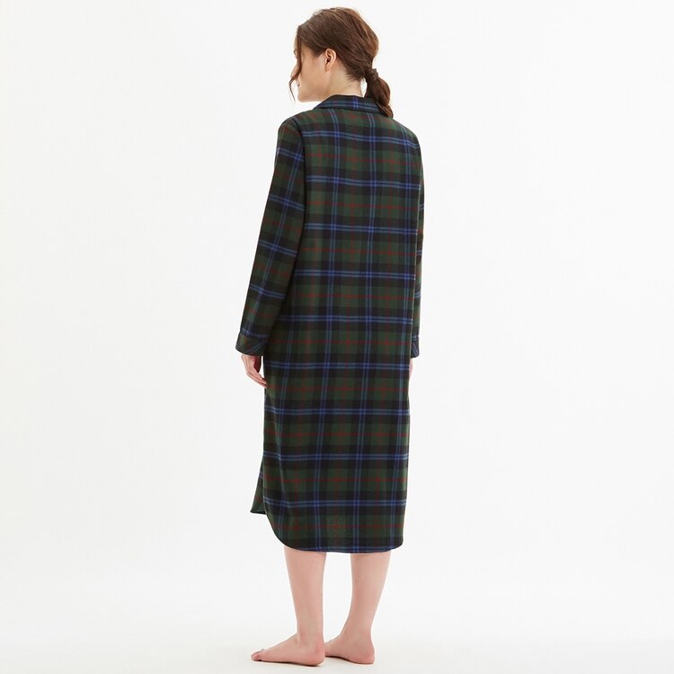 フランネルパジャマワンピース 長袖 チェック E Gu ジーユー 公式通販オンラインストア