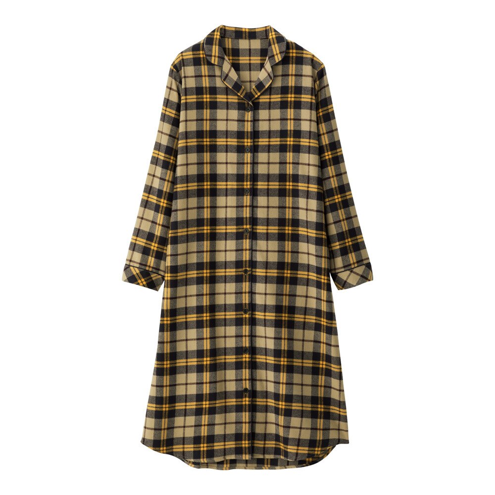 フランネルパジャマワンピース 長袖 チェック E Gu ジーユー 公式通販オンラインストア