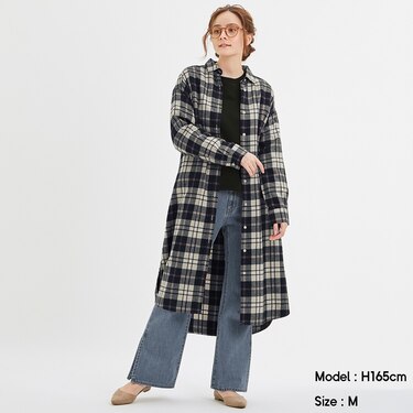 Gu公式 フランネルチェックシャツワンピース 長袖 Jn E ファッション通販サイト