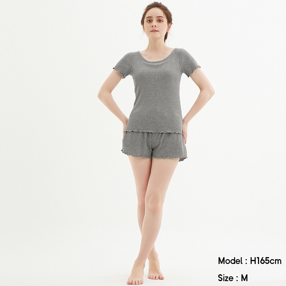 Guのリブラウンジセット 半袖 カップ付き Stylehint