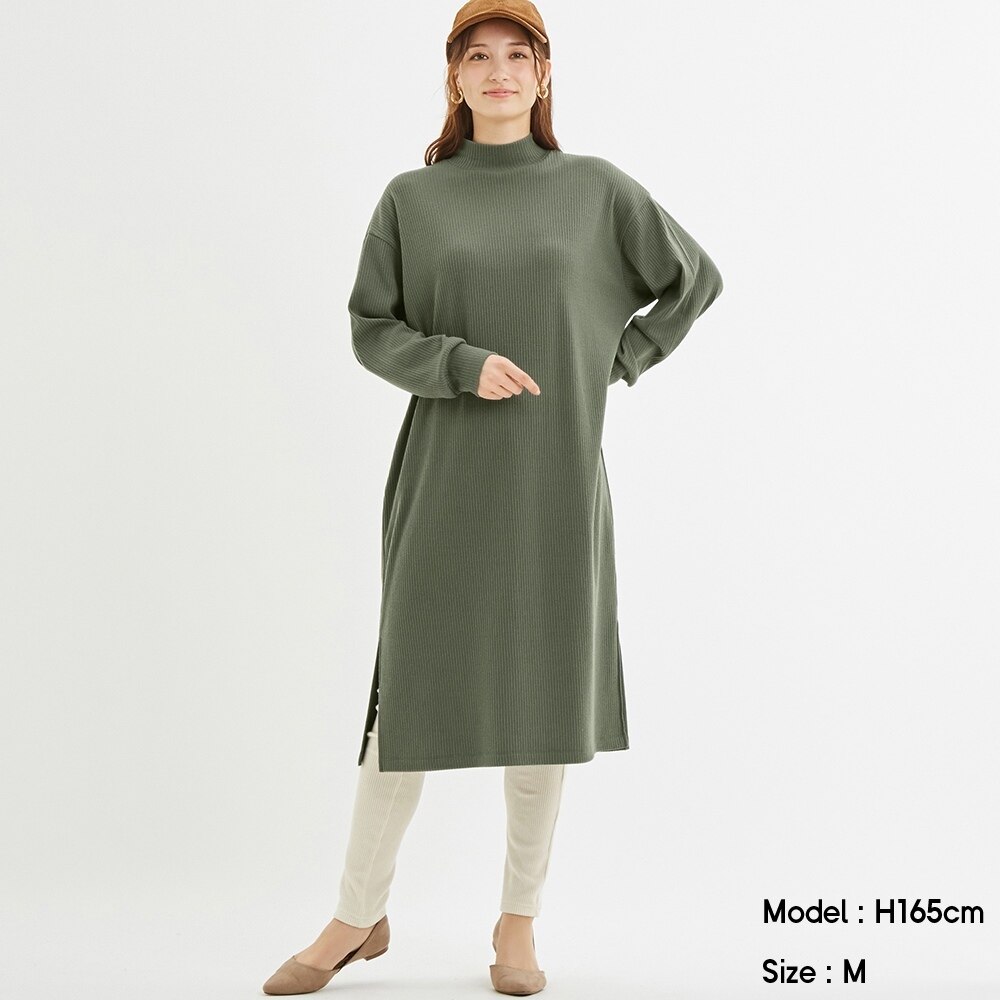 Gu公式 リブ起毛ワンピース 長袖 ファッション通販サイト