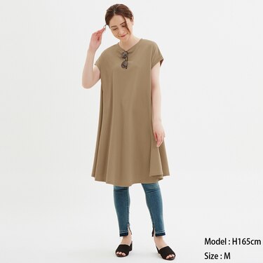 Gu公式 Aラインミディワンピース 半袖 ファッション通販サイト