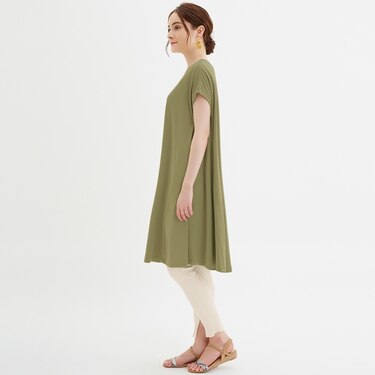 Gu公式 Aラインミディワンピース 半袖 ファッション通販サイト