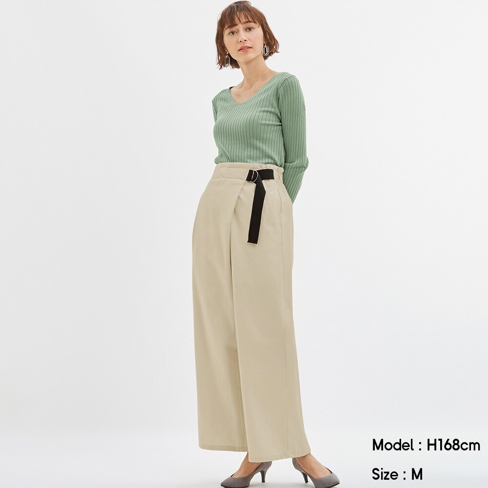 （GU）アシンメトリーベルト付きワイドパンツのサムネイル