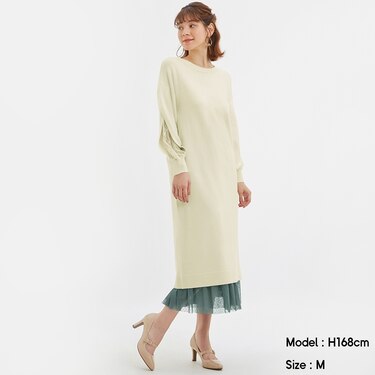 Gu公式 2wayレーススリーブニットワンピース 長袖 Z X ファッション通販サイト