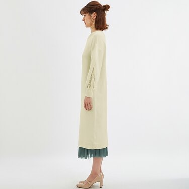 Gu公式 2wayレーススリーブニットワンピース 長袖 Z X ファッション通販サイト