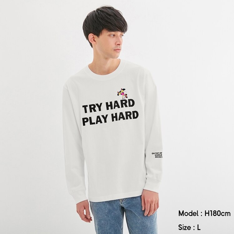 コットンクルーネックt 長袖 Disney 1 Gu ジーユー 公式通販オンラインストア