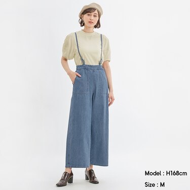 Gu公式 サスペンダー付きデニムワイドパンツjn X ファッション通販サイト