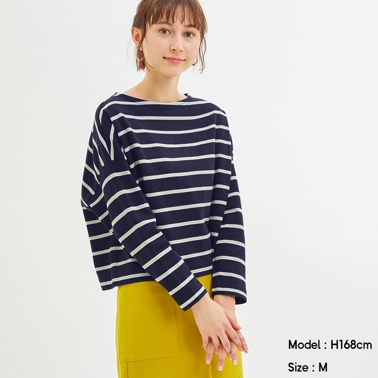 ボーダーボートネックロングスリーブt 長袖 Gu ジーユー 公式通販オンラインストア