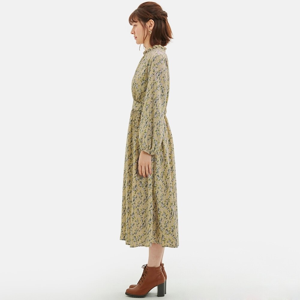 フラワープリントワンピース 長袖 Z E Gu ジーユー 公式通販オンラインストア