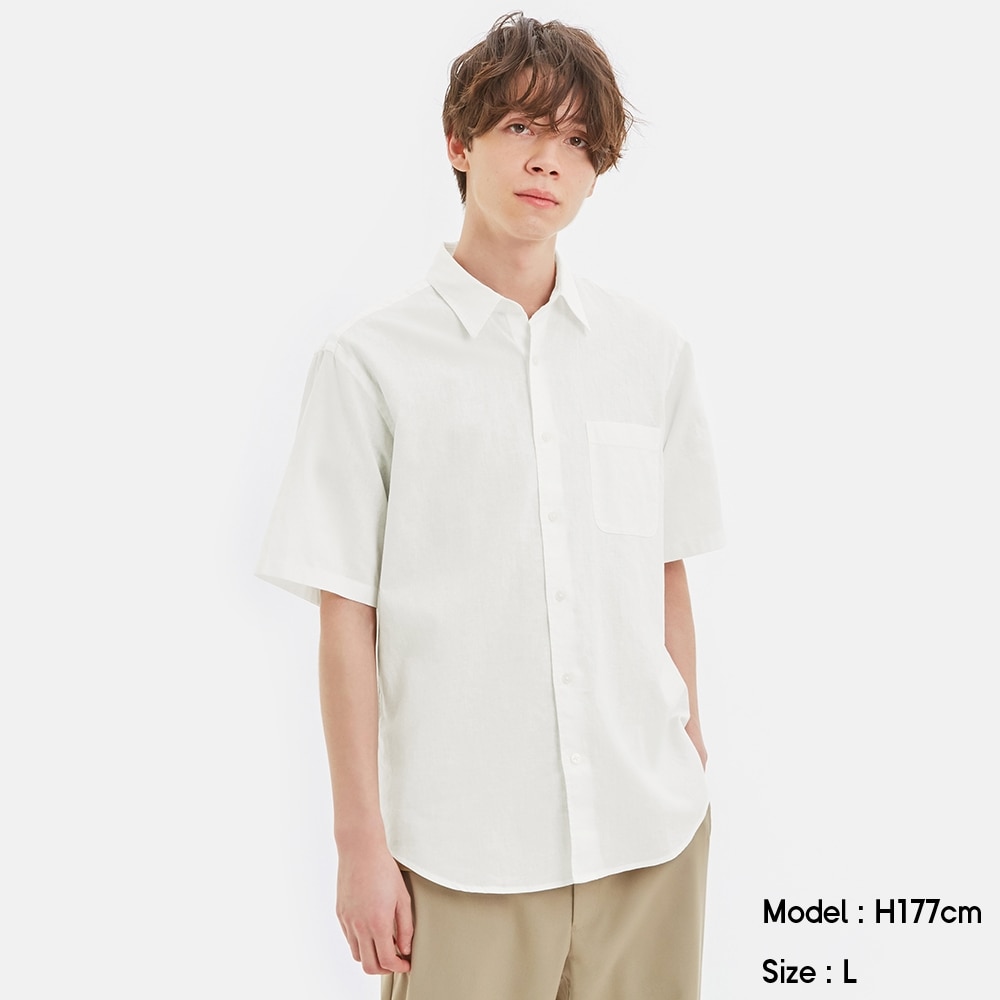 Gu公式 リネンブレンドシャツ 半袖 ファッション通販サイト