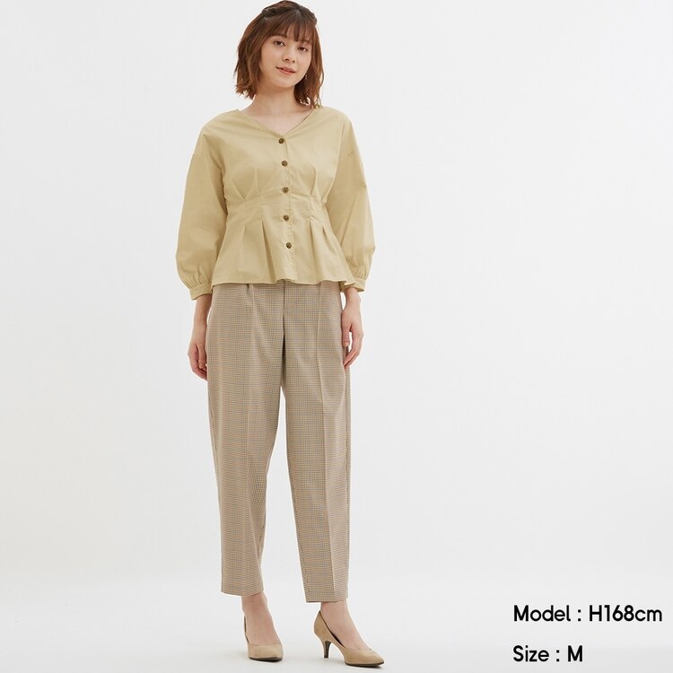 Gu公式 タックコクーンシルエットパンツ チェック ファッション通販サイト