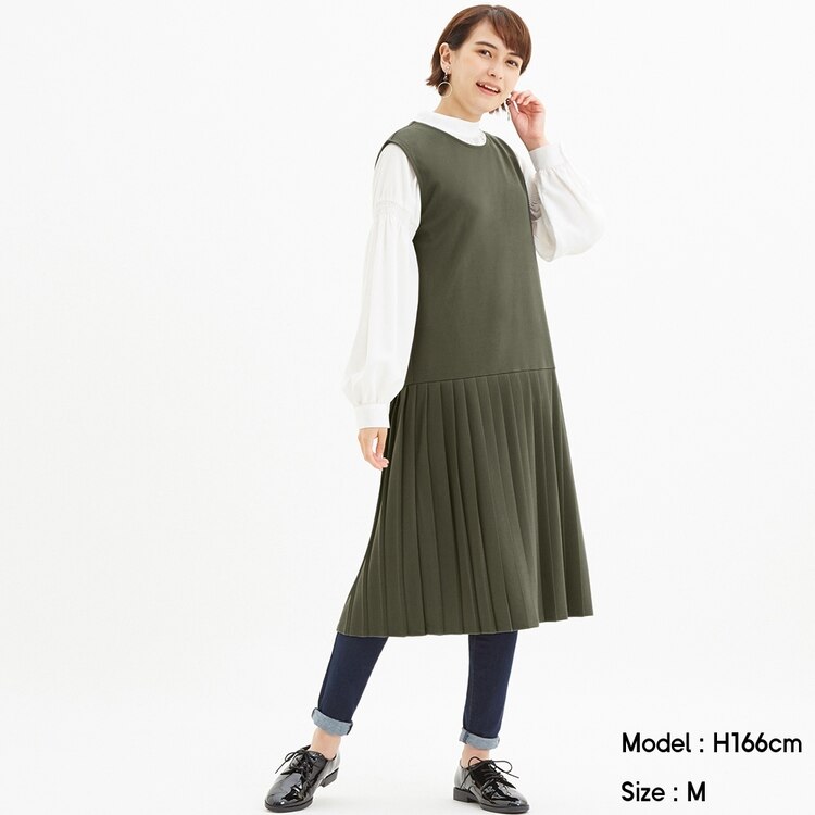 Gu公式 プリーツコンビネーションワンピース ノースリーブ Q X ファッション通販サイト