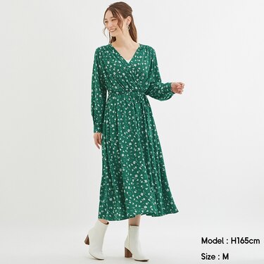 Gu公式 フラワープリントカシュクールワンピース 長袖 ファッション通販サイト