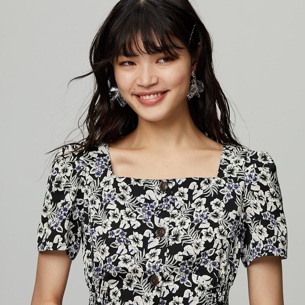 Gu公式 スクエアネックワンピース 半袖 アロハ Mnm X ファッション通販サイト