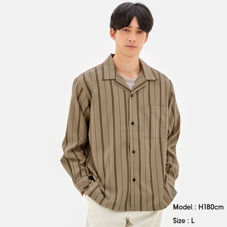 Gu公式 オープンカラーシャツ 長袖 ストライプ ファッション通販サイト