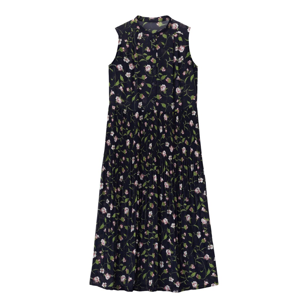 フラワープリントプリーツワンピース ノースリーブ Z E Gu ジーユー 公式通販オンラインストア