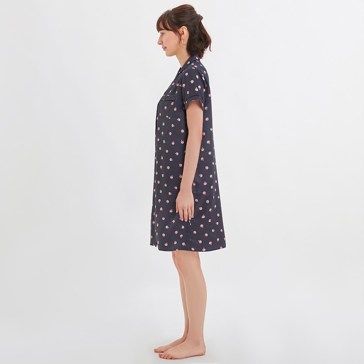 Gu公式 サテンパジャマワンピース 半袖 ピーチ E ファッション通販サイト