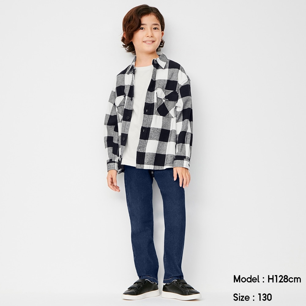 （GU）KIDS(男女兼用)ストレッチデニムストレートパンツのサムネイル