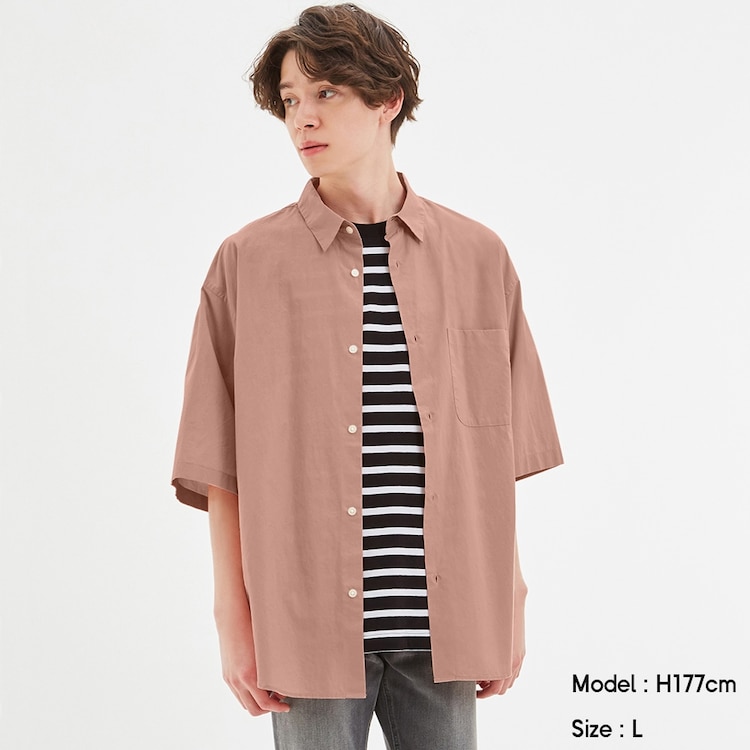 Gu公式 ブロードオーバーサイズシャツ 5分袖 ファッション通販サイト