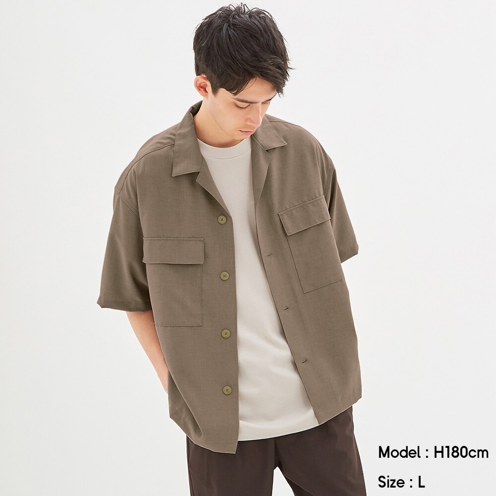 Gu公式 Guドライダブルポケットオープンカラーシャツ 5分袖 セットアップ可能 ファッション通販サイト