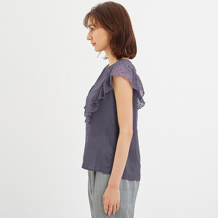 シアーラッフルスリーブブラウス 半袖 Gu ジーユー 公式通販オンラインストア