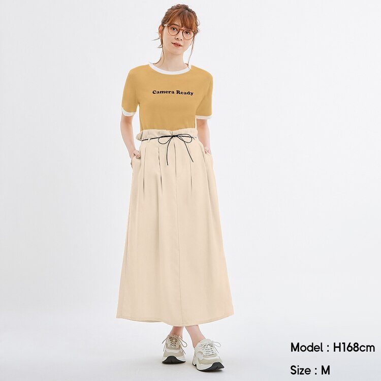 Gu公式 ベルト付きペーパーバッグナロースカート ファッション通販サイト