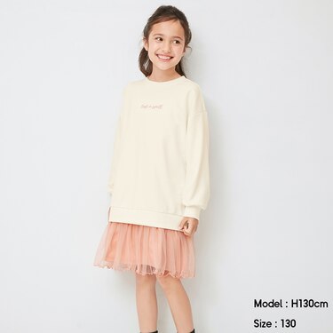 Gu公式 Girlsチュールコンビネーションスウェットワンピース 長袖 ファッション通販サイト