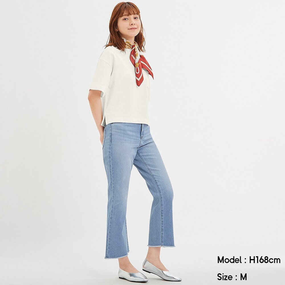 Gu公式 カットオフセミフレアジーンズsd X ファッション通販サイト