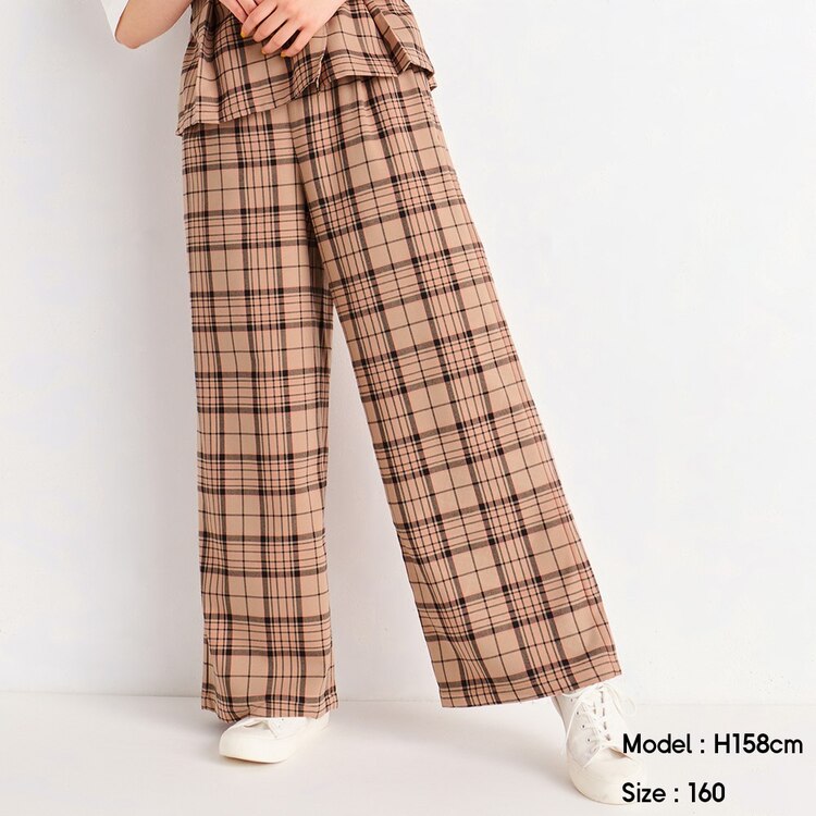 Girlsチェックワイドパンツjr セットアップ可能 Gu ジーユー 公式通販オンラインストア