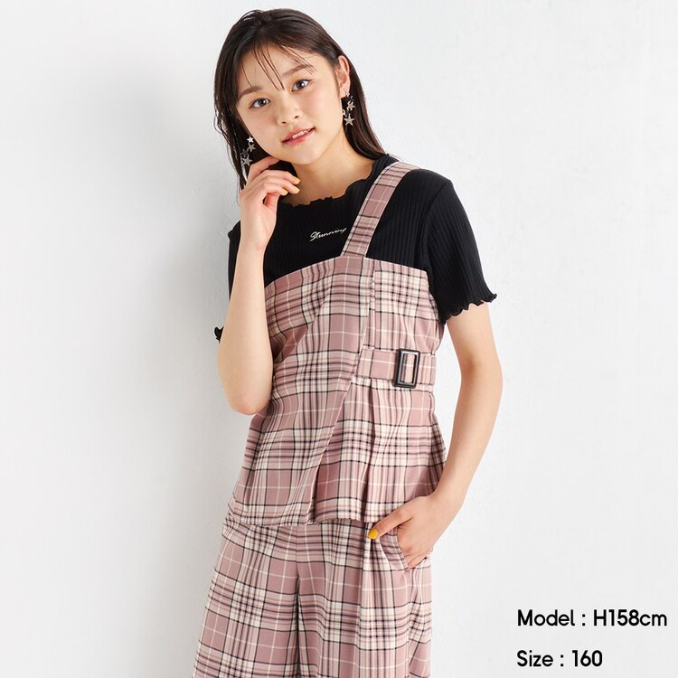 Girlsワンショルダーチェックビスチェjr セットアップ可能 Gu ジーユー 公式通販オンラインストア