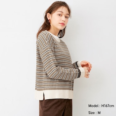 Gu公式 リブマルチボーダーセーター 長袖 ファッション通販サイト