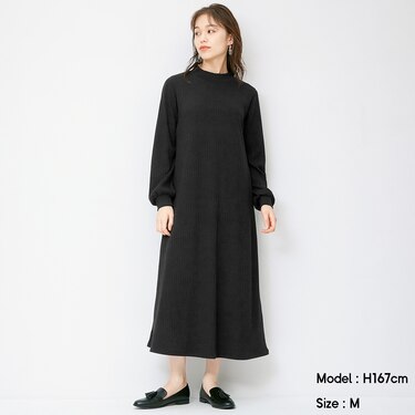 Gu公式 リブaラインワンピース 長袖 ファッション通販サイト
