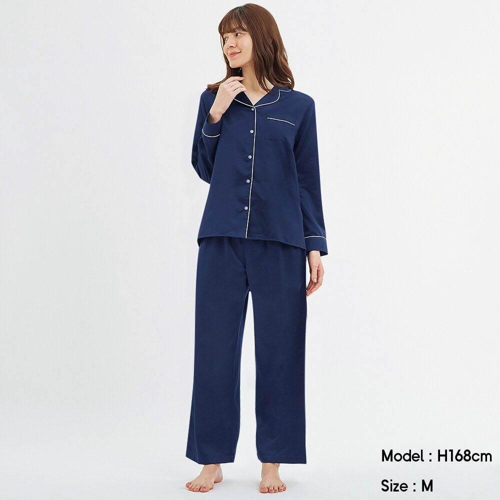 Gu公式 サテンパジャマ 長袖 ファッション通販サイト