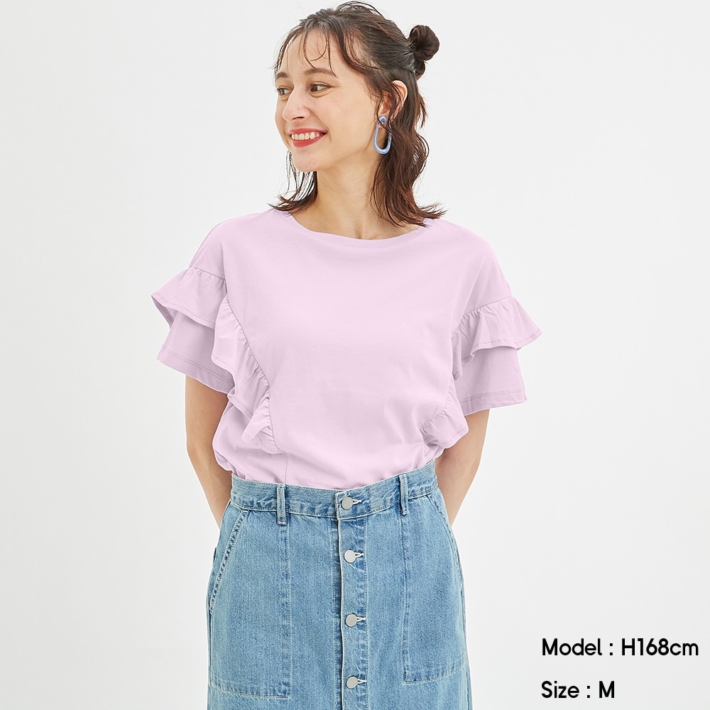 （GU）フリルスリーブT(半袖)+ECのサムネイル
