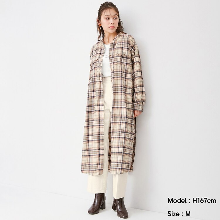 Gu公式 フランネルチェックシャツワンピース 長袖 Sd X ファッション通販サイト