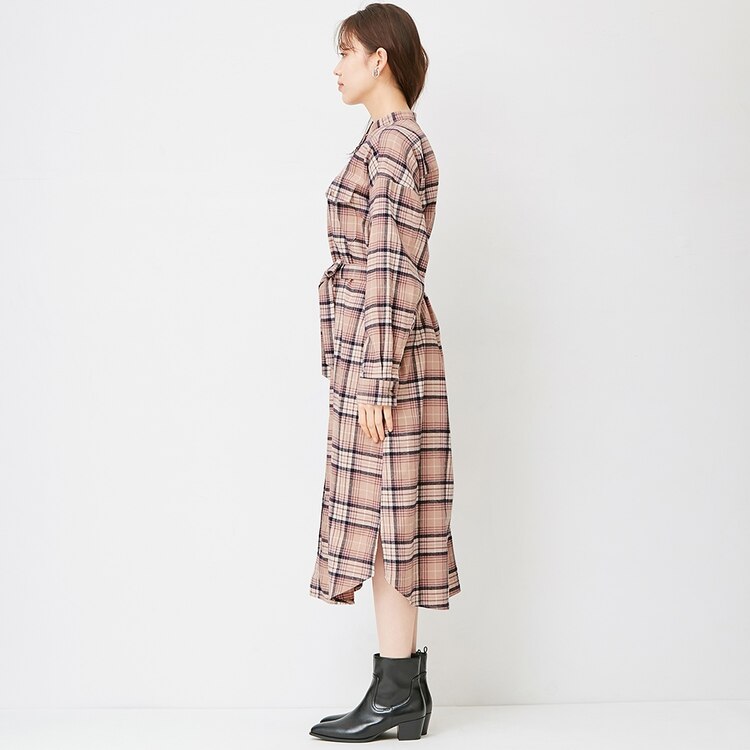 Gu公式 フランネルチェックシャツワンピース 長袖 Sd X ファッション通販サイト
