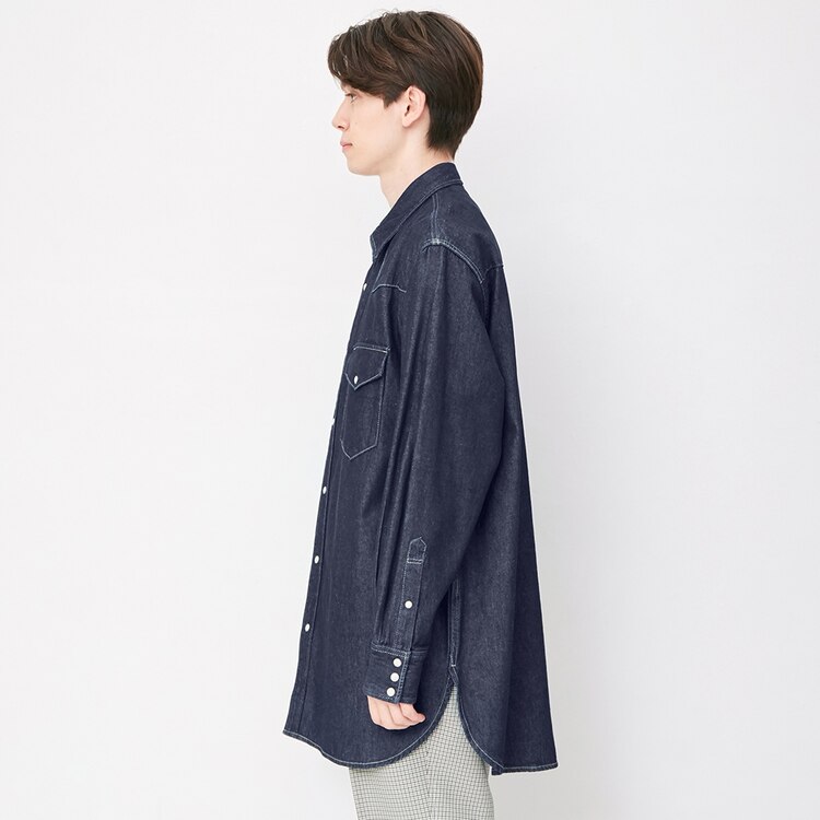 デニムウェスタンロングシャツ 長袖 X Gu ジーユー 公式通販オンラインストア