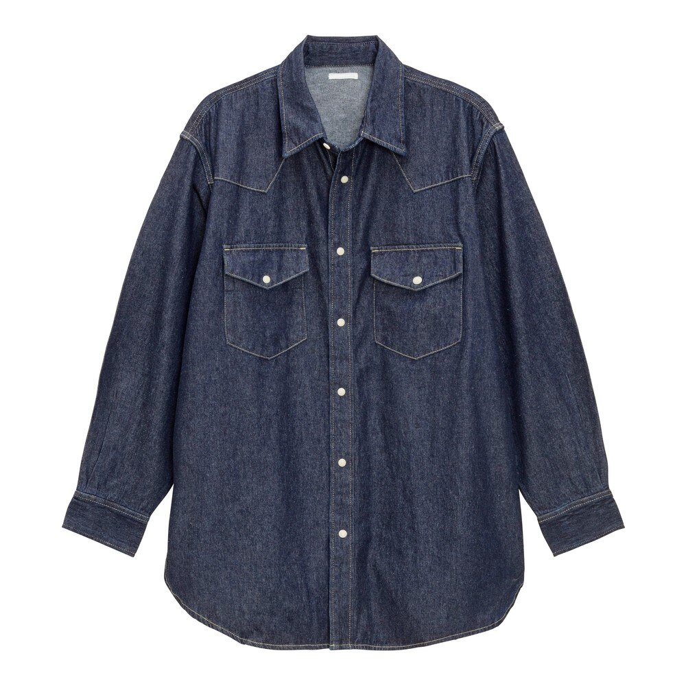 Gu公式 デニムウェスタンロングシャツ 長袖 X ファッション通販サイト