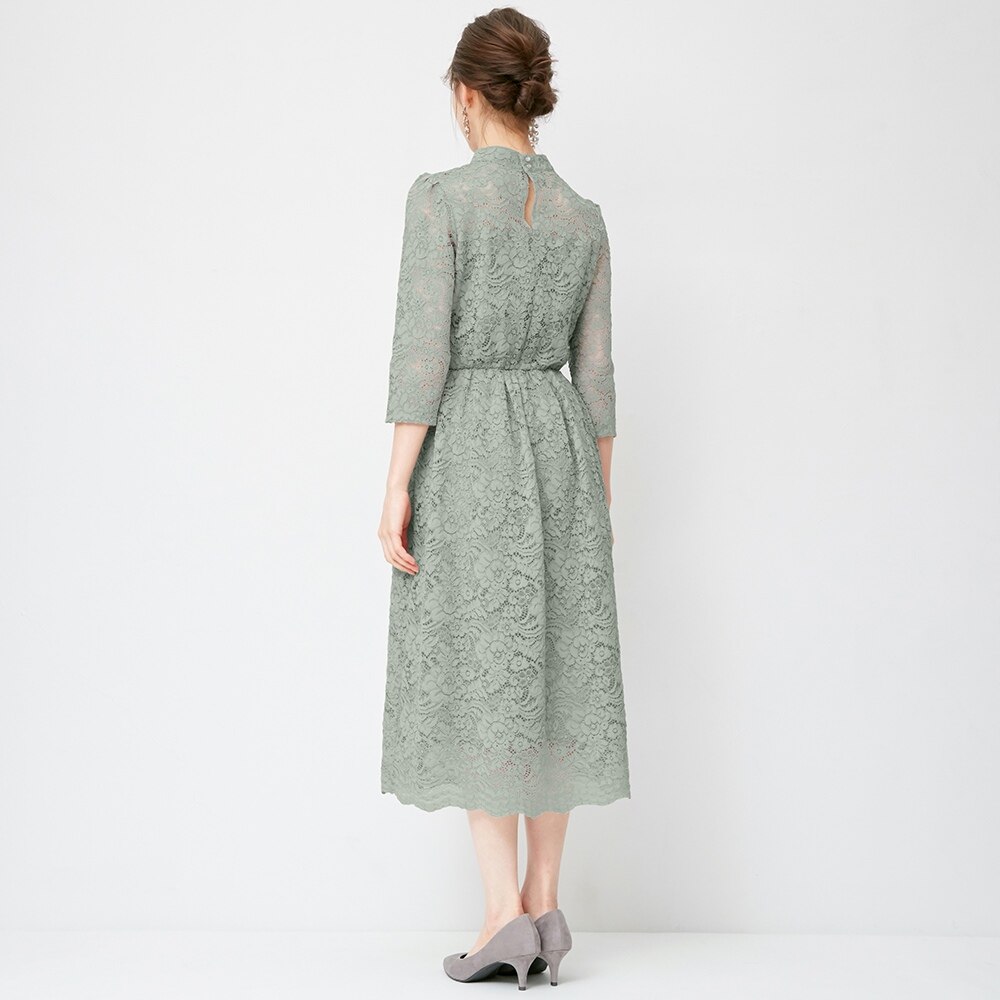 レースハイネックワンピース 7分袖 Z X ファッション通販サイト Gu公式