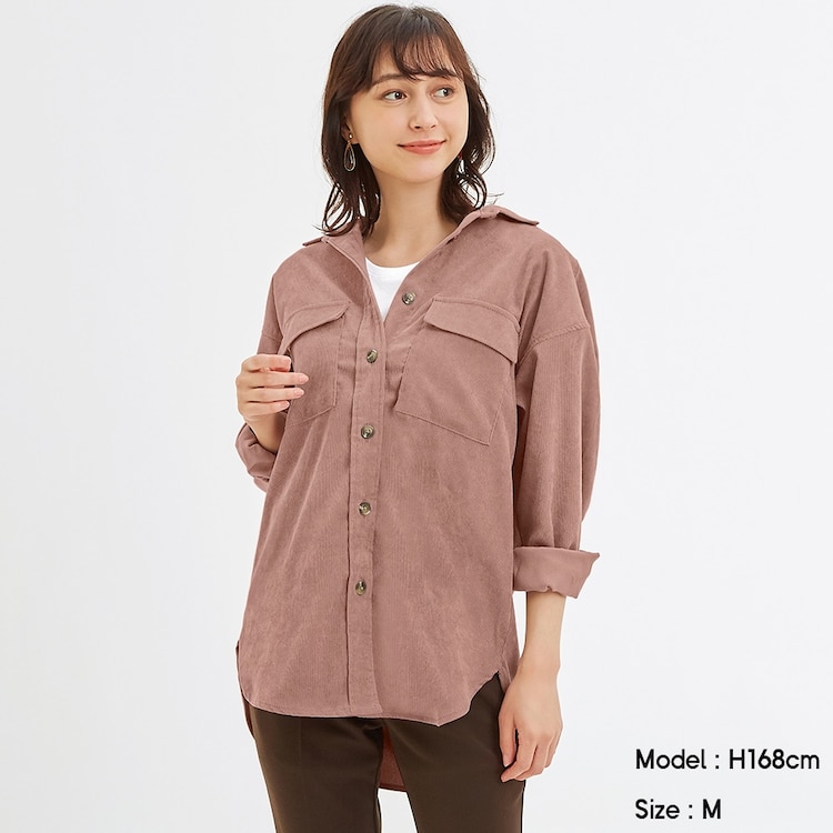 コーデュロイベルテッドオーバーサイズシャツ 長袖 セットアップ可能 Gu ジーユー 公式通販オンラインストア