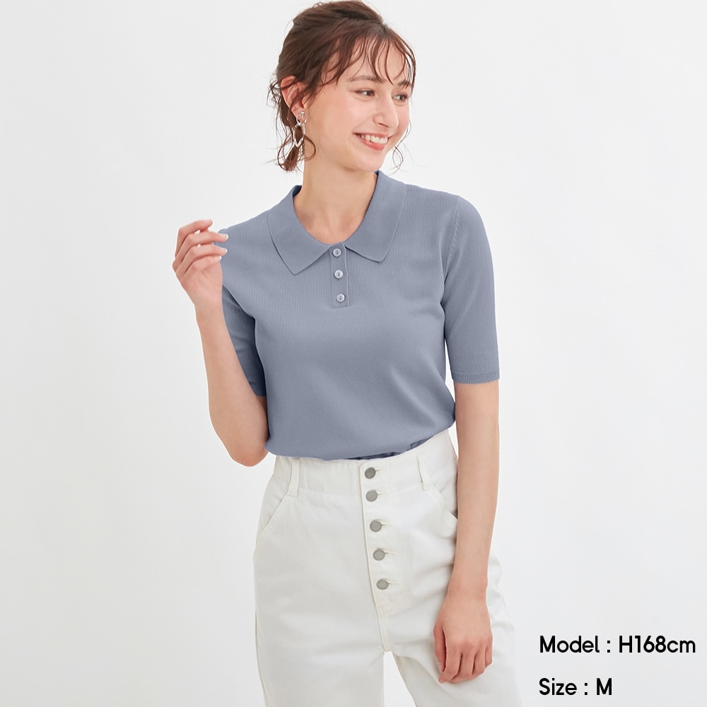 （GU）ニットポロシャツ(半袖)Q+ECのサムネイル