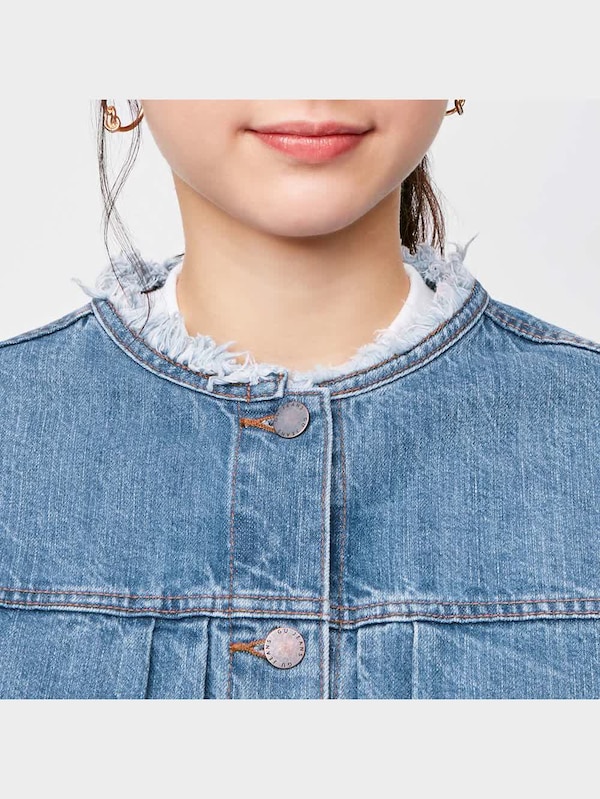 デニムノーカラージャケットSD+E(セットアップ可能)