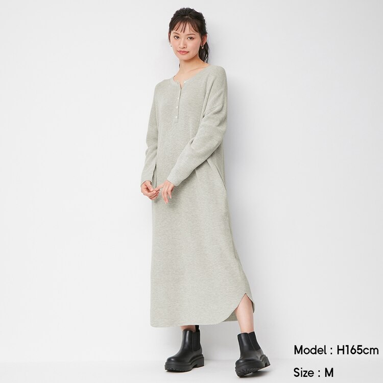 ヘンリーネックニットワンピース 長袖 Sd X Gu ジーユー 公式通販オンラインストア