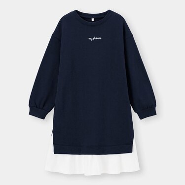 Gu公式 Girlsフェイクレイヤードスウェットワンピース 長袖 ファッション通販サイト
